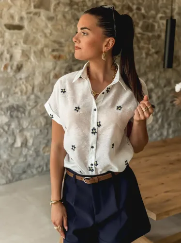 Embroidery Detail Shirt - White