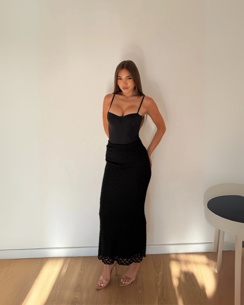 Crochet High-Waist Mermaid Skirt - Black