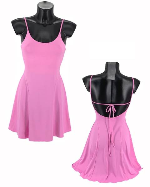 Open-Back Spaghetti Strap Mini Dress - Fuchsia