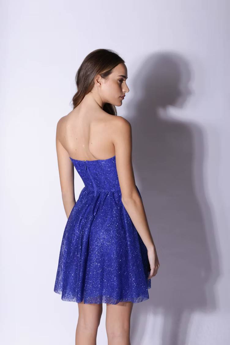 Glitter Bustier Mini Dress Vivienne - Royal Blue