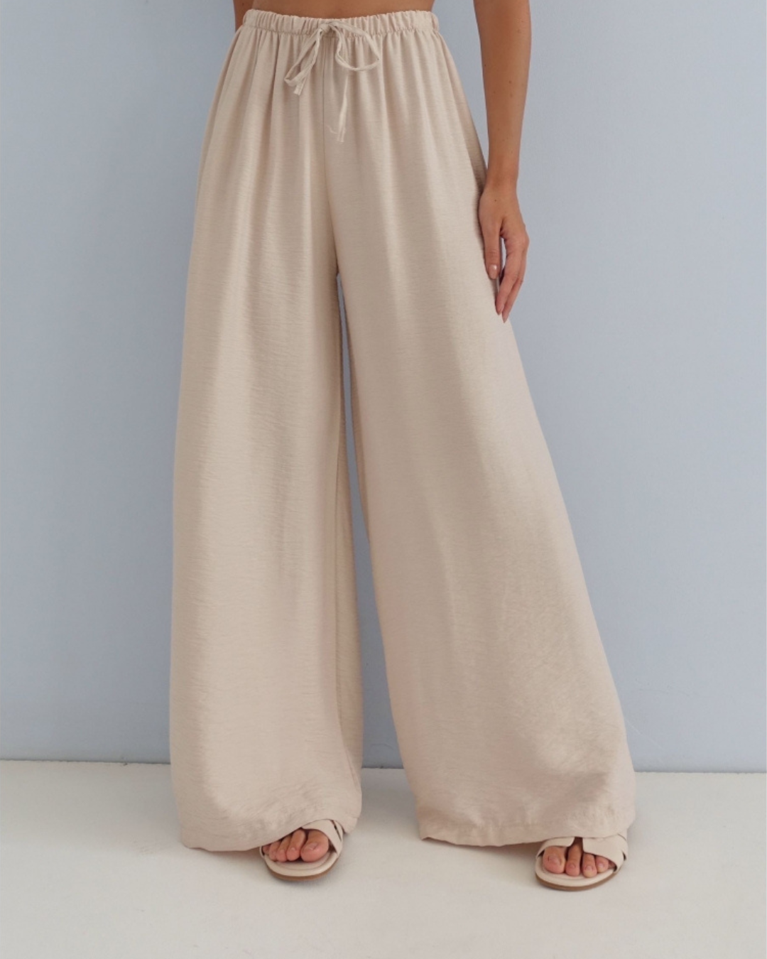 Wide Leg Pants - Beige