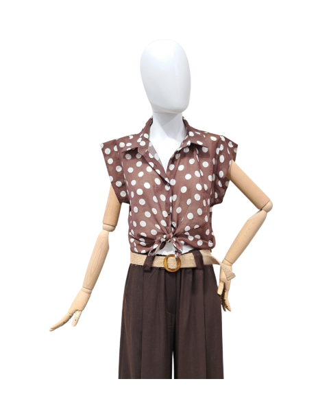 Polka Dot Printed Shirt - Brown