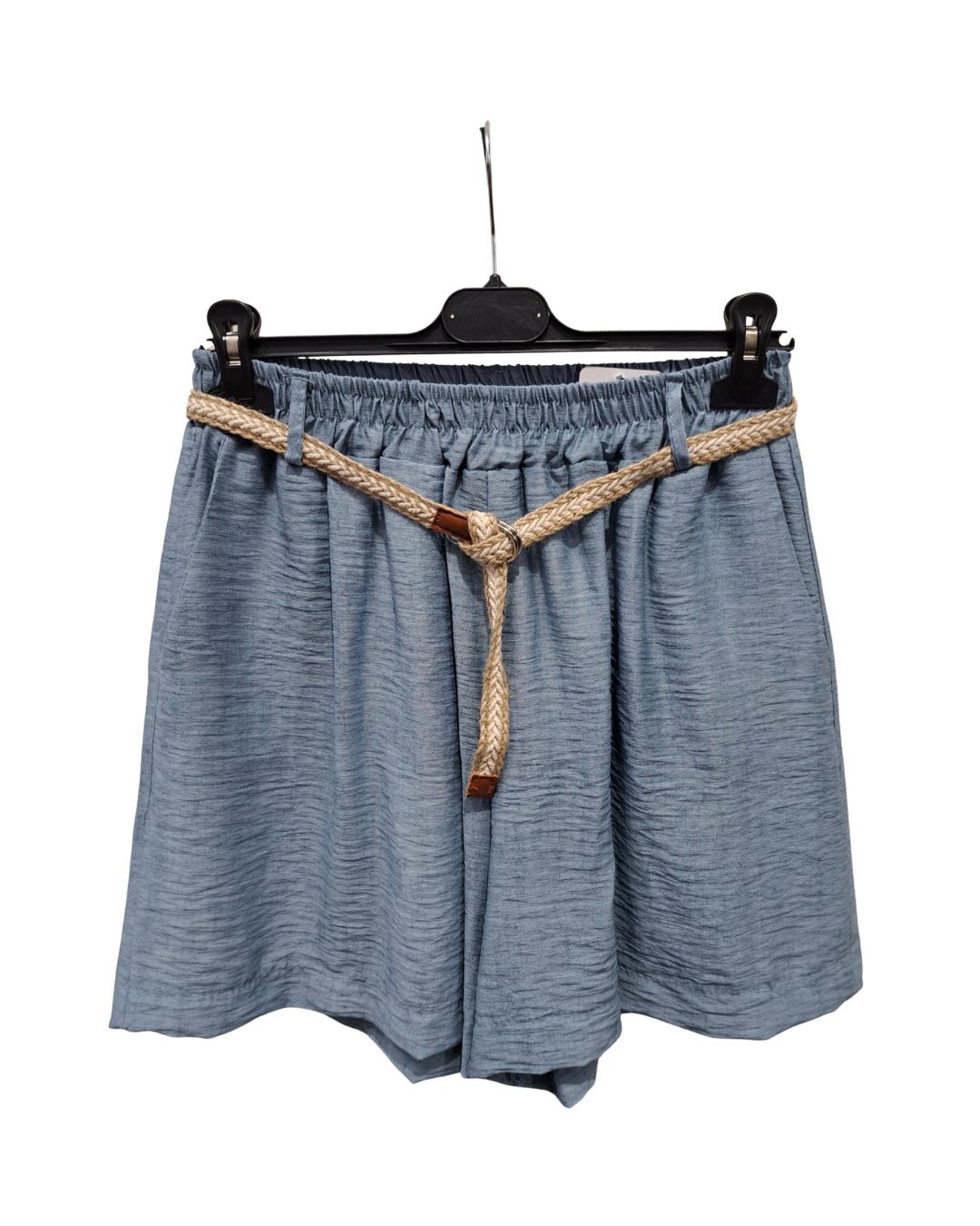 Shorts with Nautical Rope Belt - Sky Blue