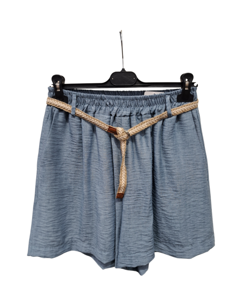 Shorts with Nautical Rope Belt - Sky Blue