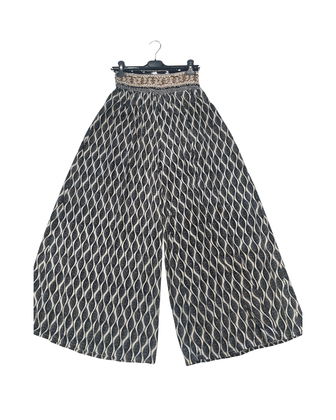 Patterned Viscose Trousers - Black