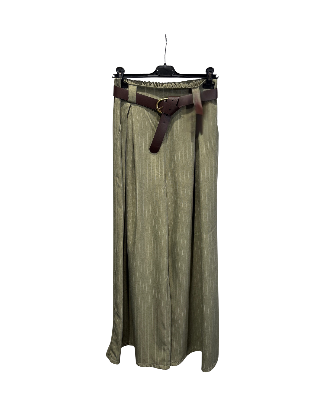 Striped Wide Leg Pants - Khaki