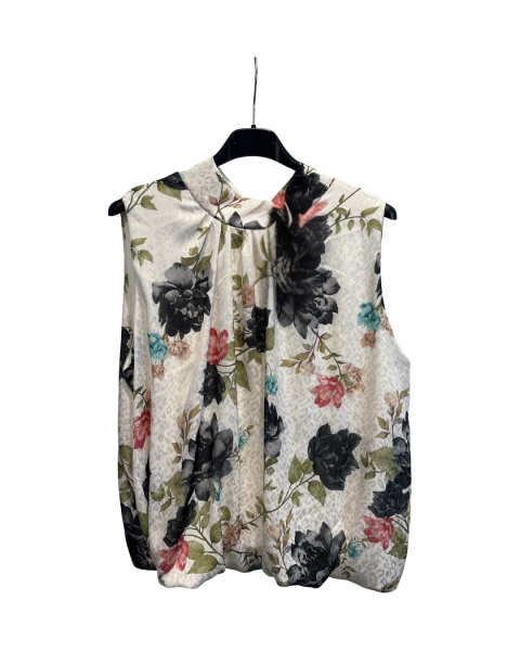 Floral Print Balloon Top - Black