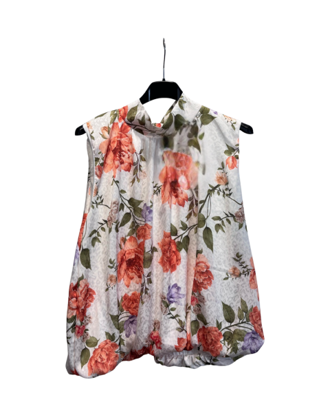 Floral Print Balloon Top - Orange