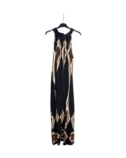 Sleeveless Long Patterned Dress - Black