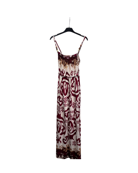 Printed Airy Maxi Dress - Bordeaux