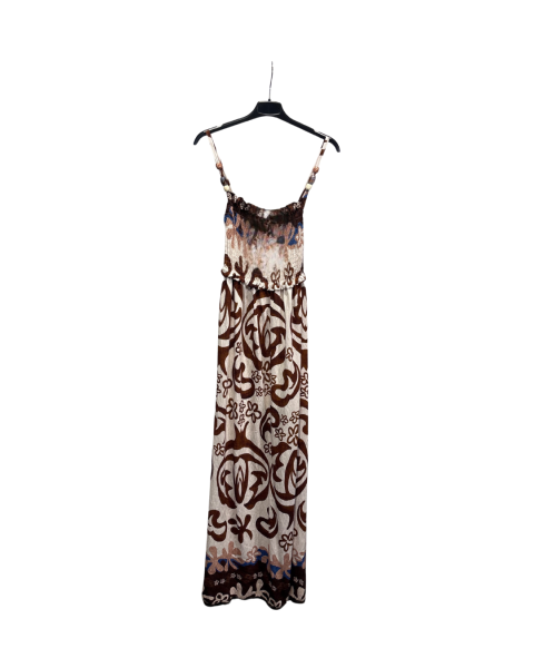 Printed Airy Maxi Dress - Brown
