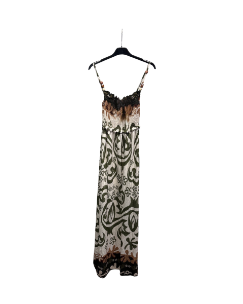Printed Airy Maxi Dress - Khaki