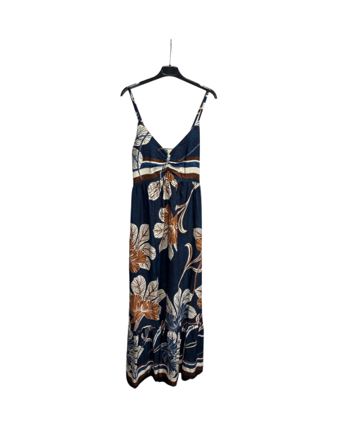 Floral Print Maxi Airy Dress - Blue