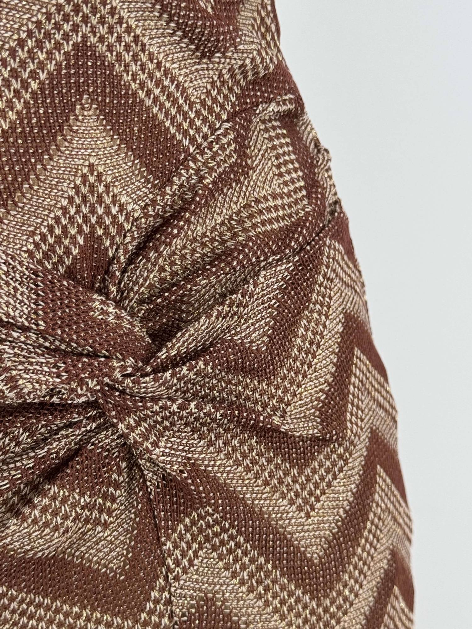 Chevron Side Slit Long Skirt - Brown