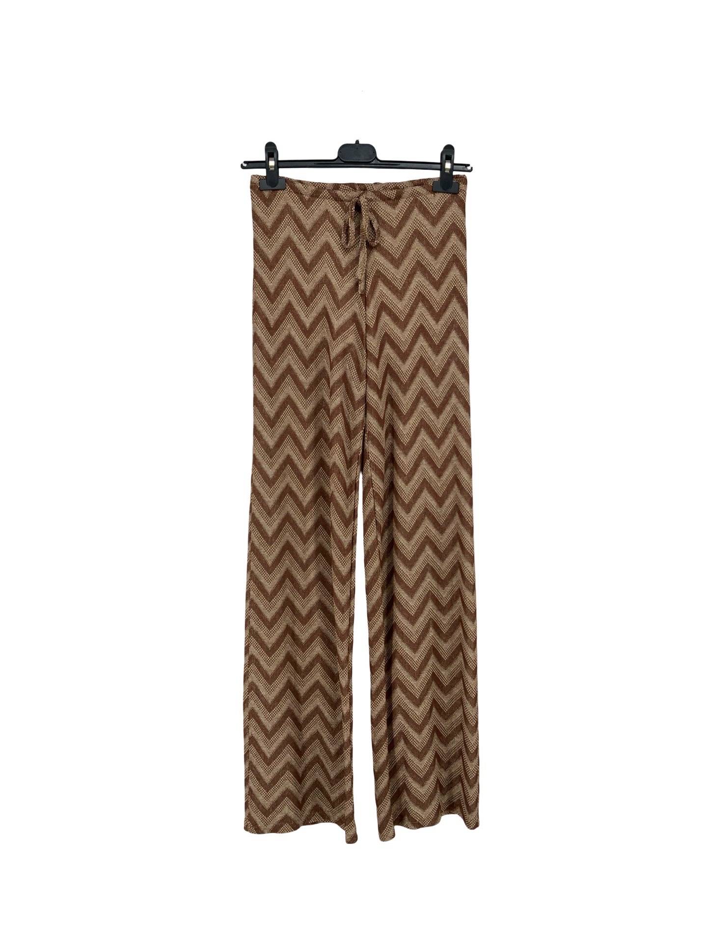 Chevron Straight Leg Pants - Brown