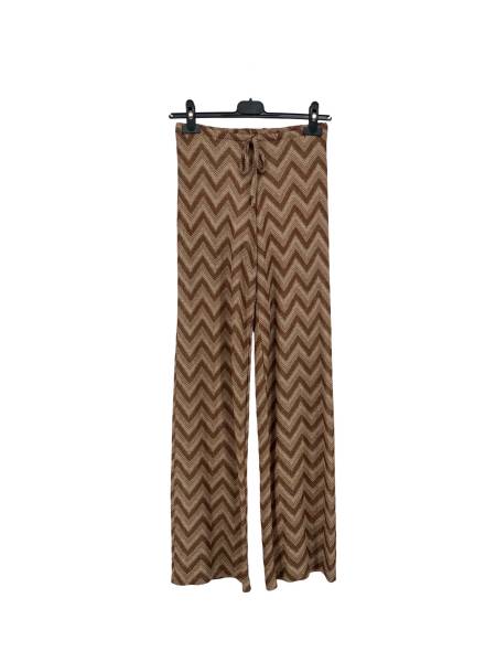 Chevron Straight Leg Pants - Brown