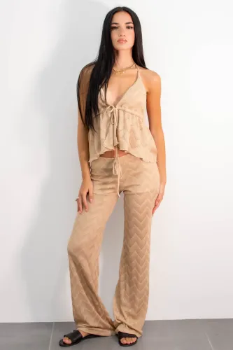 Chevron Halter Top - Beige