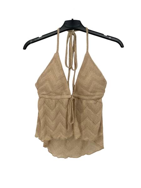 Chevron Halter Top - Beige