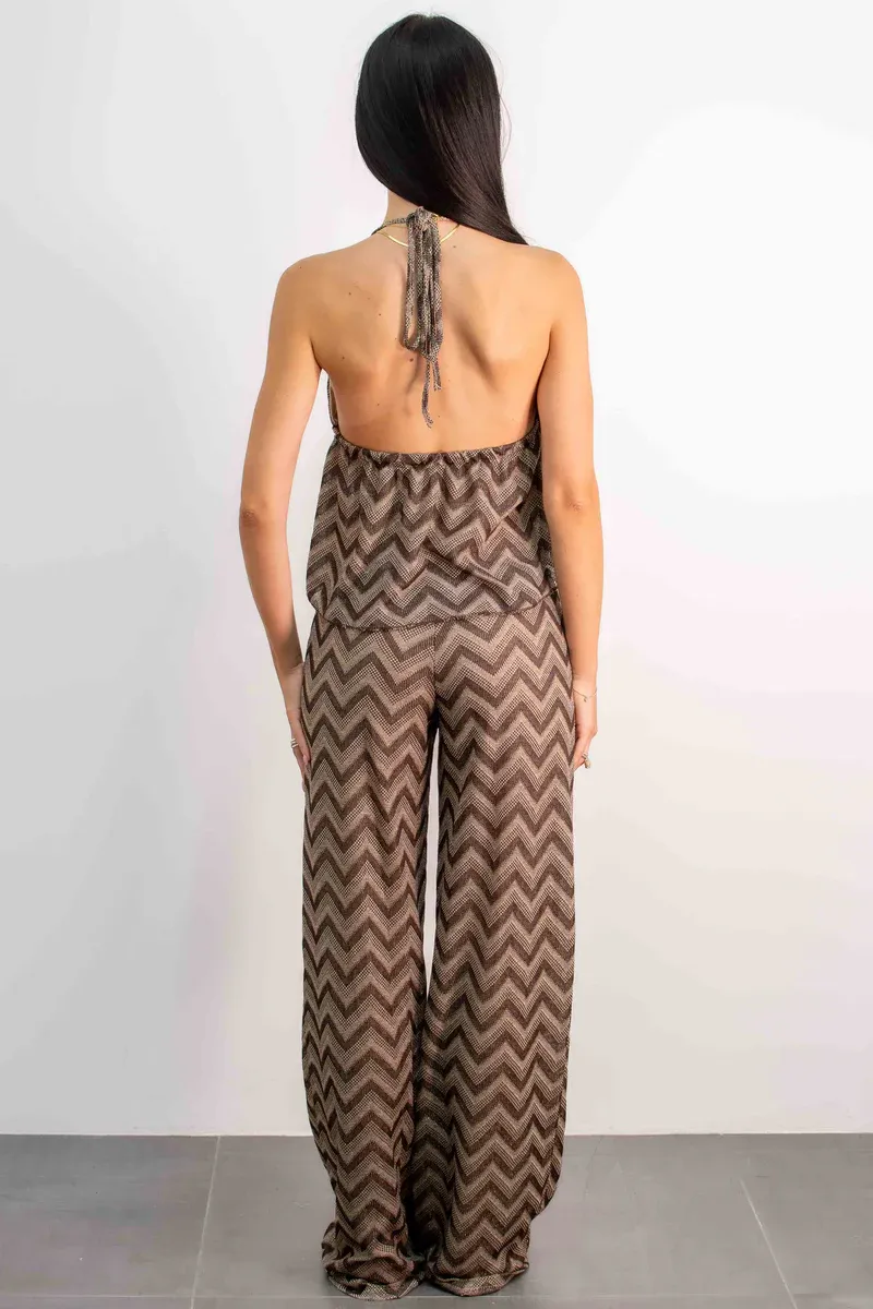 Chevron Halter Top - Black