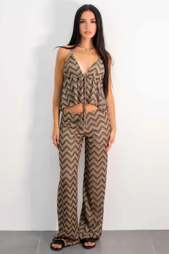 Chevron Halter Top - Black