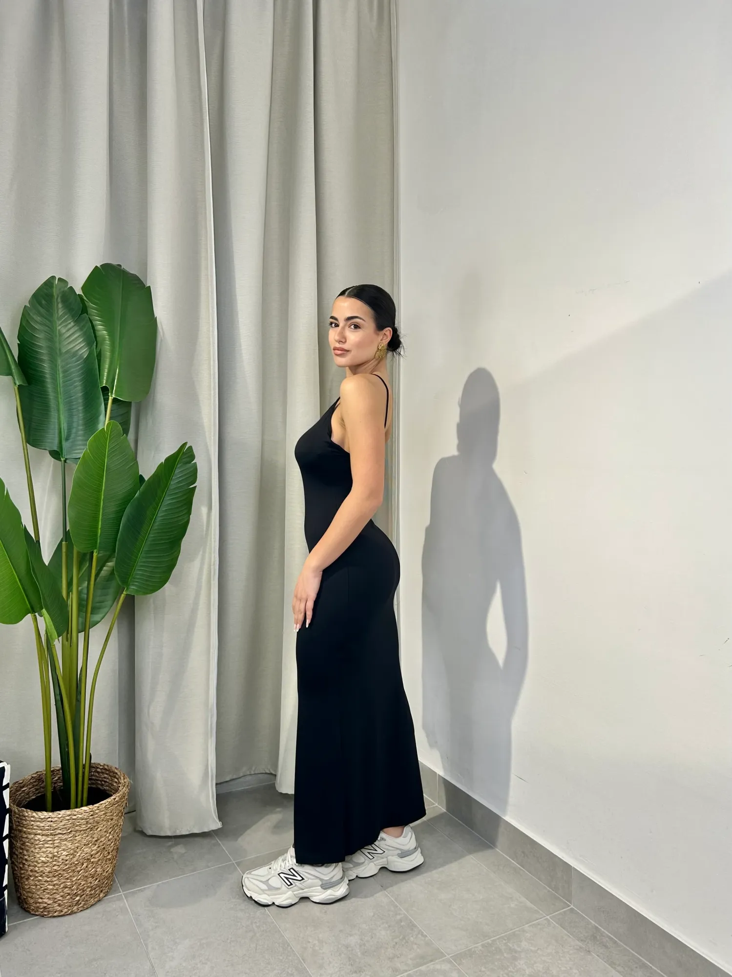 Open Back Lycra Dress - Black