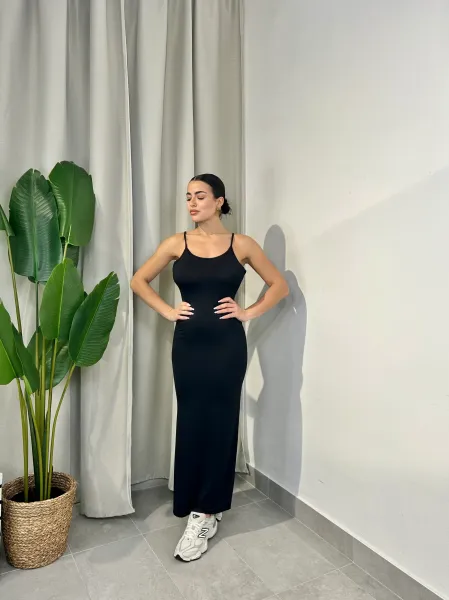 Open Back Lycra Dress - Black
