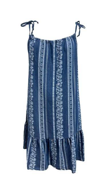 Denim Look Tencel Mini Dress - Blue