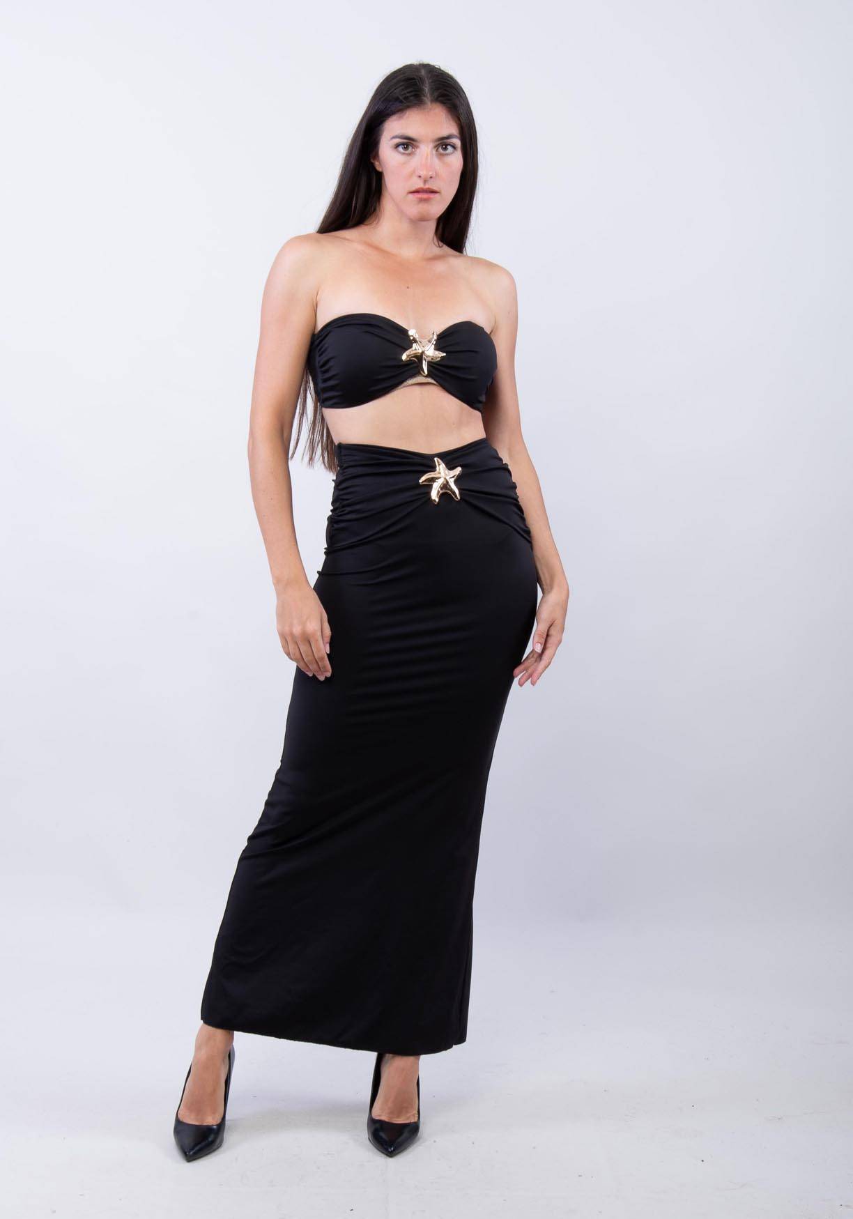 Top and Skirt Set - Black