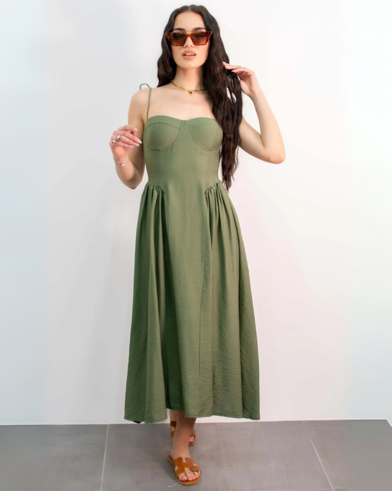 Strappy Airy Maxi Dress - Khaki