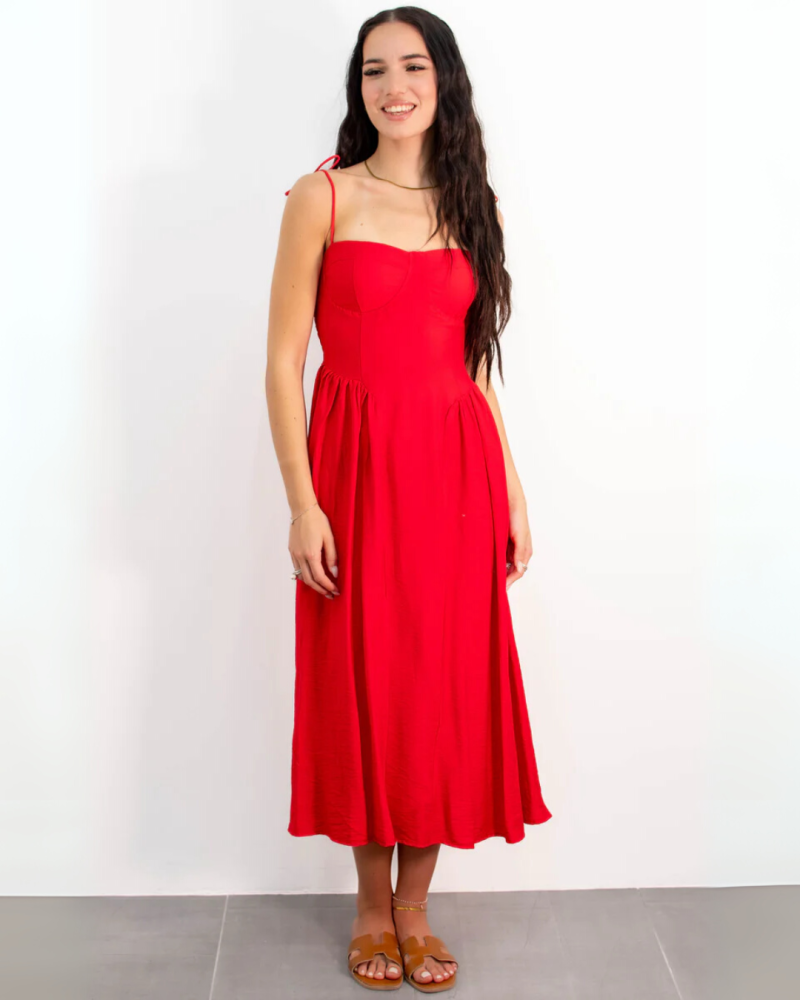 Strappy Airy Maxi Dress - Red