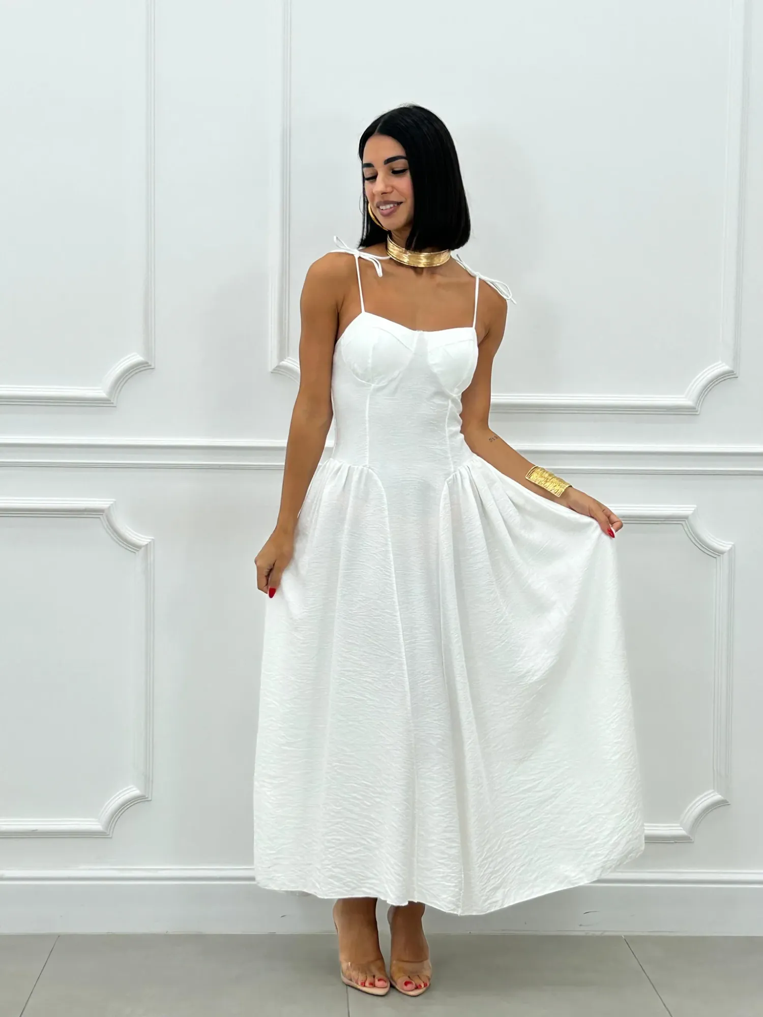 Strappy Airy Maxi Dress - White