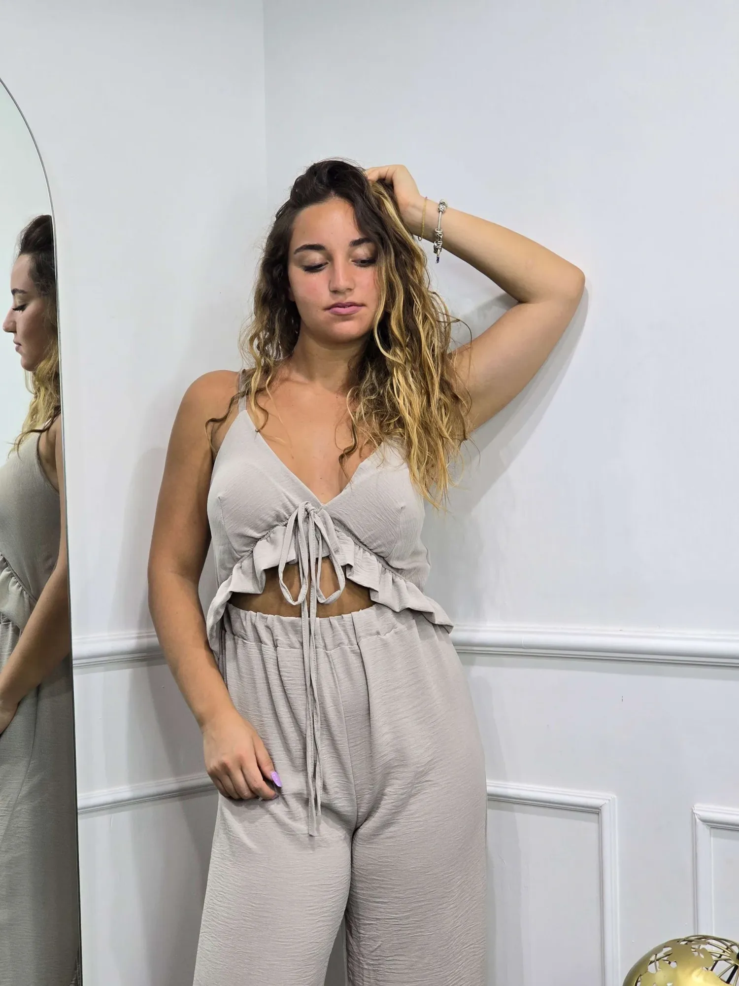 Cut Out Jumpsuit - Beige