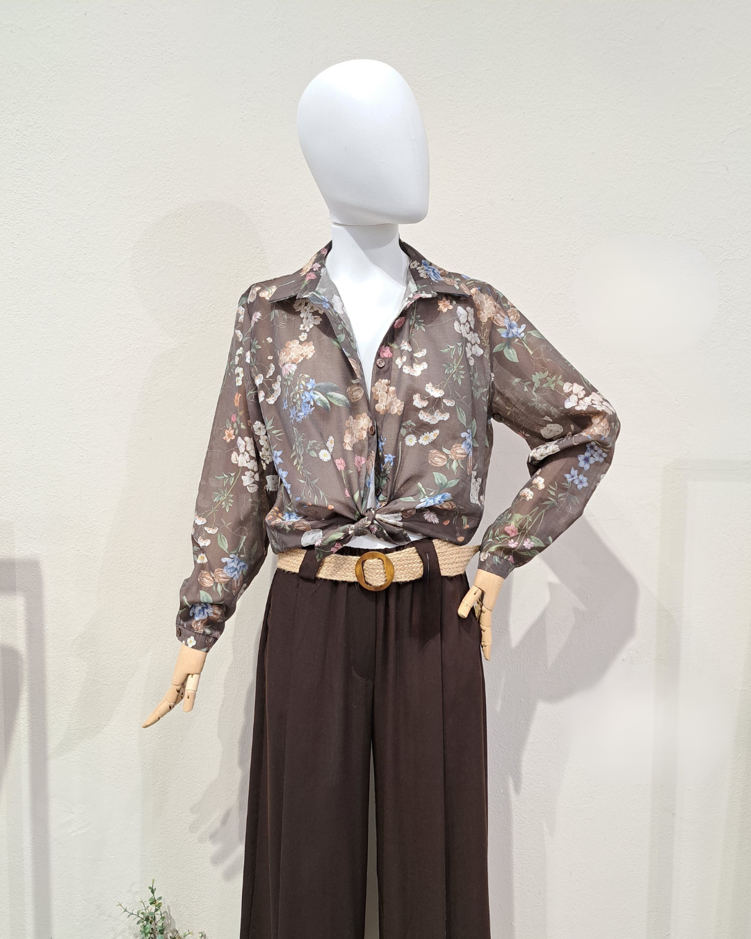 Floral Print Shirt - Brown