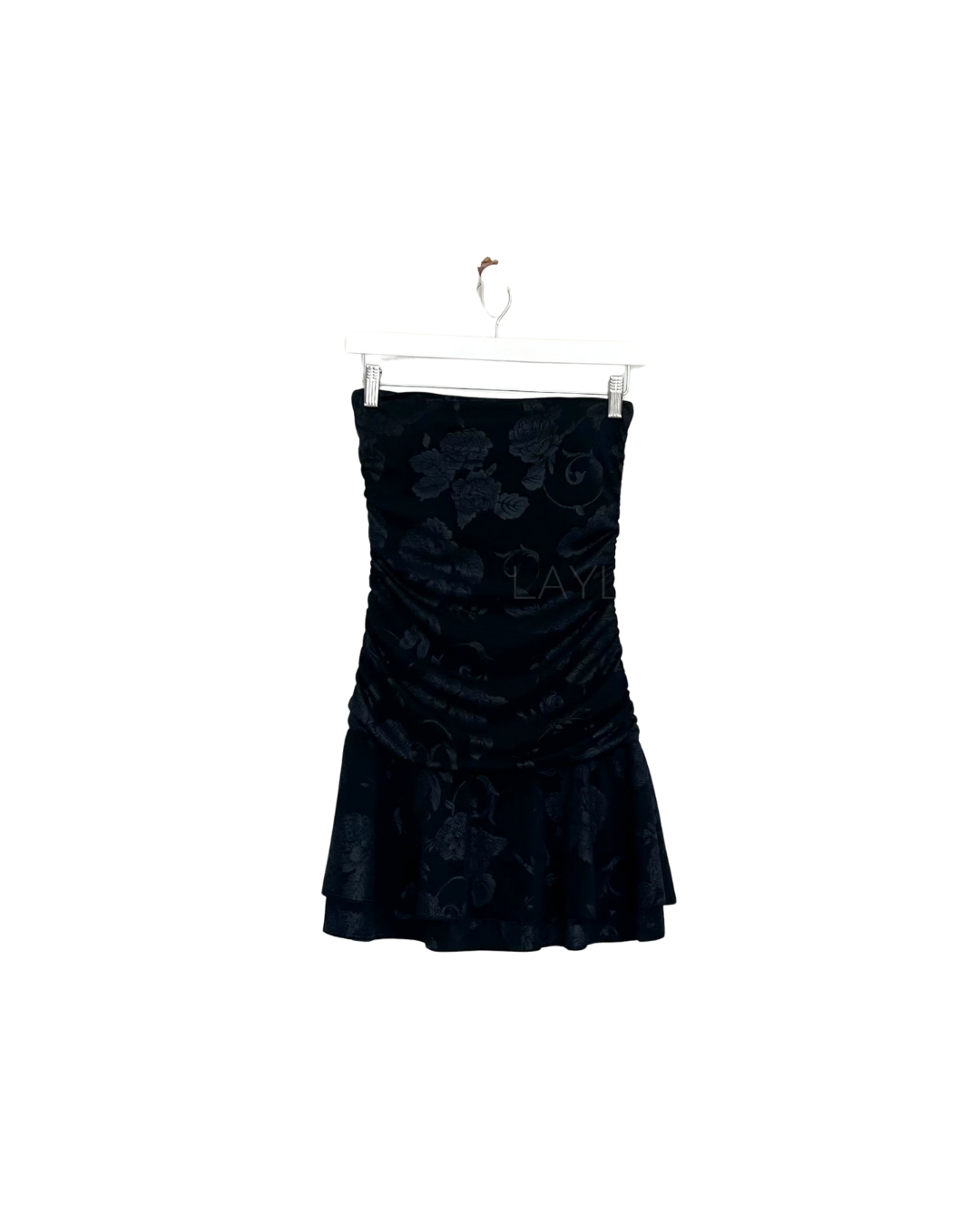 Mini Bandeau Patterned Dress - Black