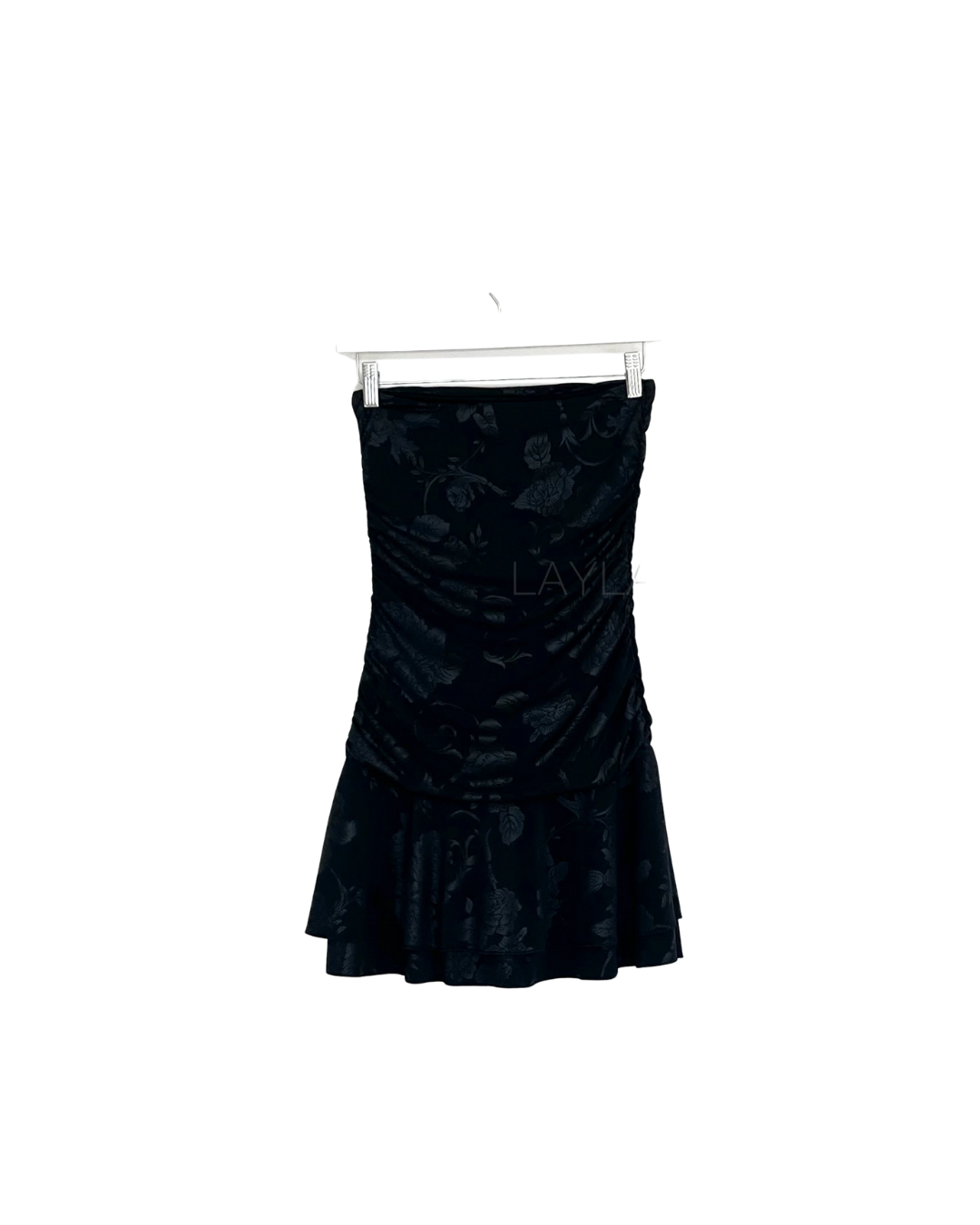 Mini Bandeau Patterned Dress - Black