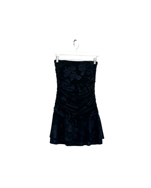 Mini Bandeau Patterned Dress - Black