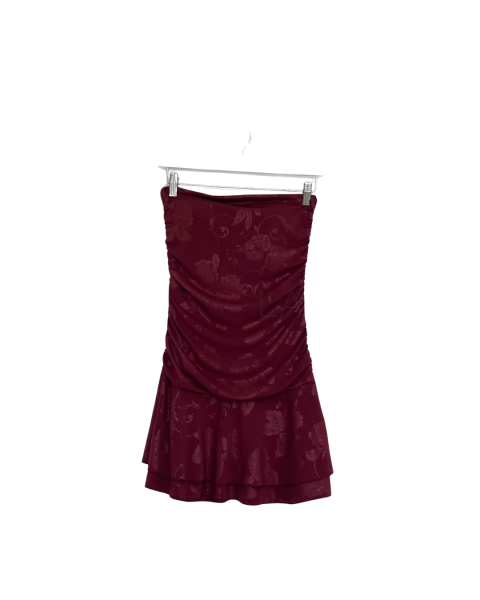 Mini Bandeau Patterned Dress - Bordeaux