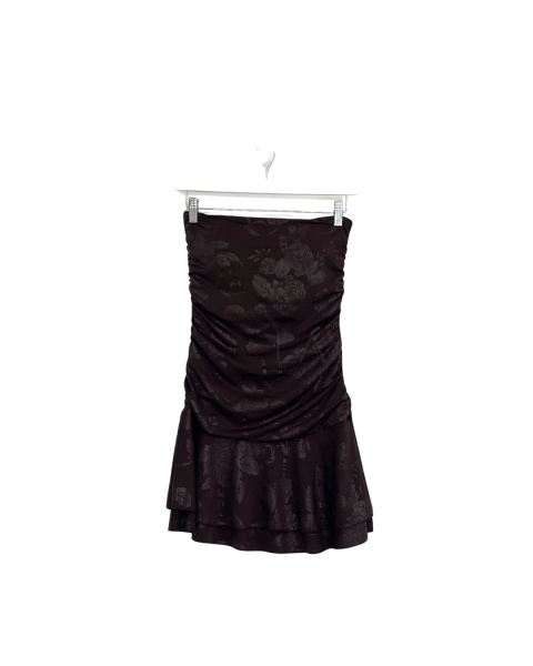 Mini Bandeau Patterned Dress - Brown