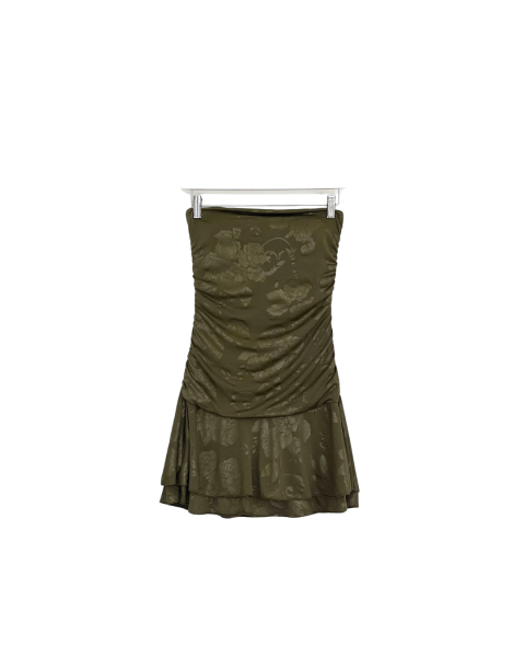 Mini Bandeau Patterned Dress - Khaki