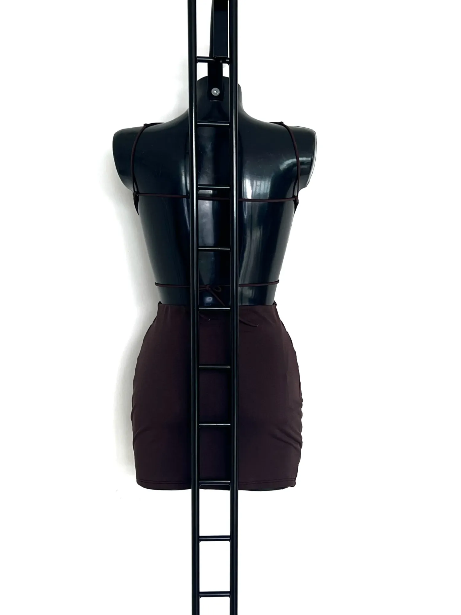 Cross Back Mini Dress - Brown
