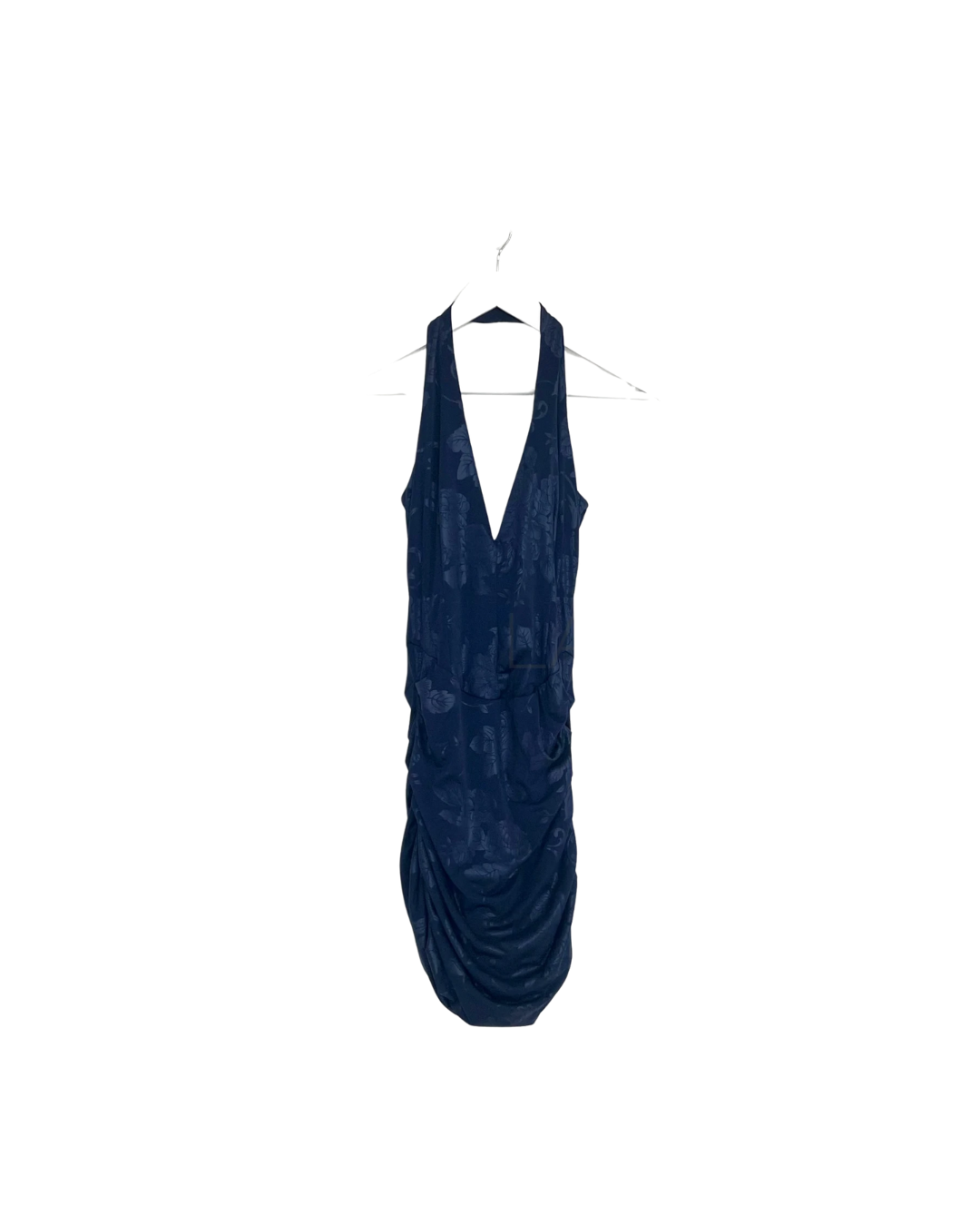 Halter Neck Patterned Mini Dress - Blue