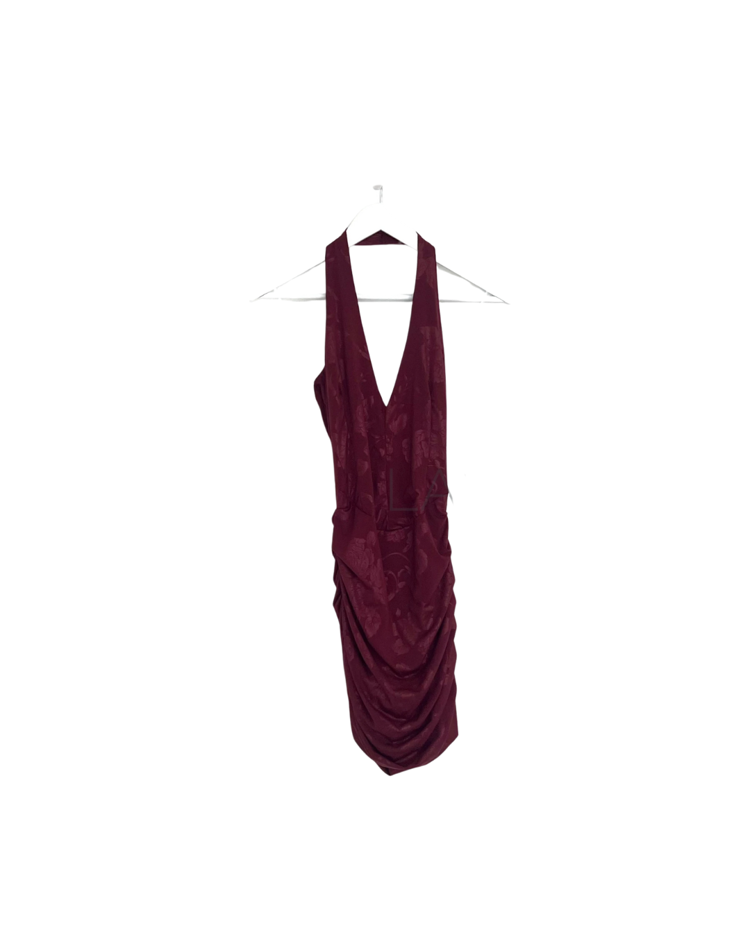 Halter Neck Patterned Mini Dress - Bordeaux