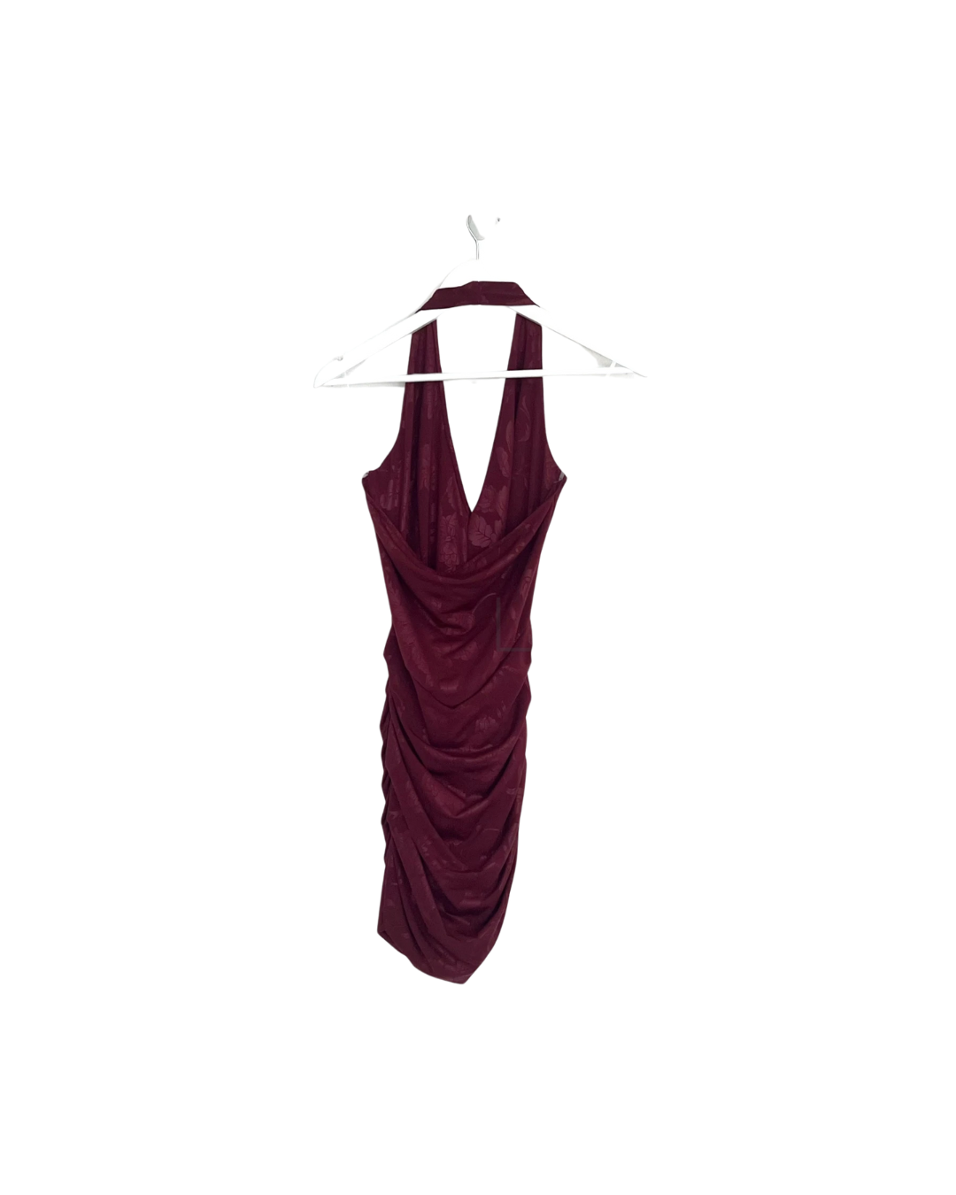 Halter Neck Patterned Mini Dress - Bordeaux