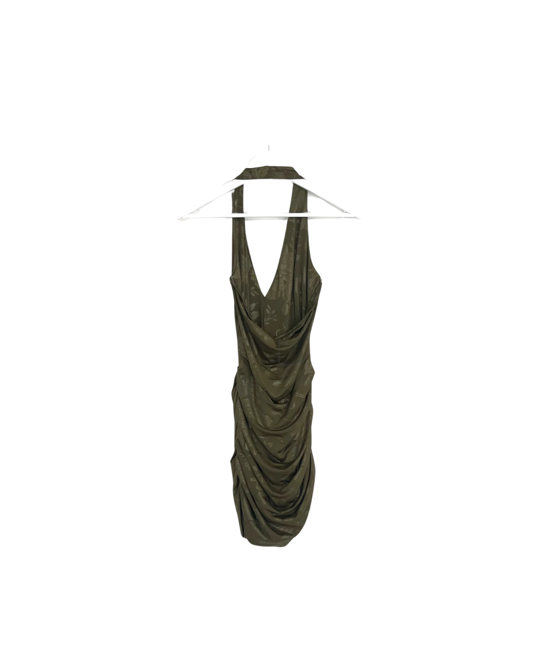 Halter Neck Patterned Mini Dress - Khaki