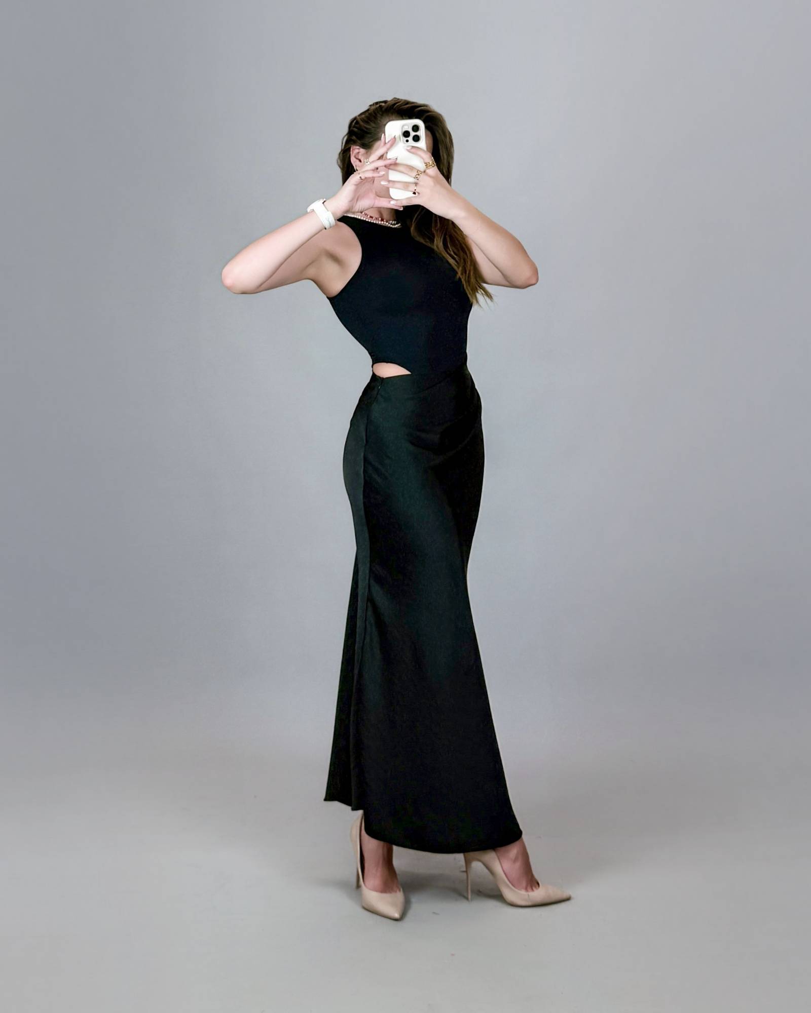 Fitted Dress Satin Skirt - Black