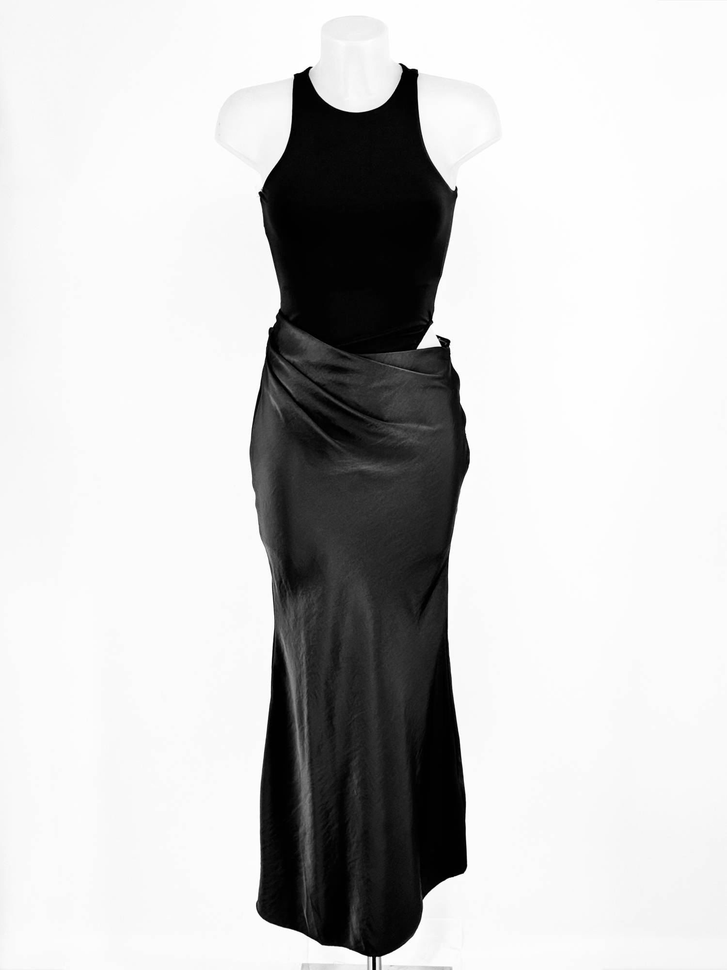 Fitted Dress Satin Skirt - Black