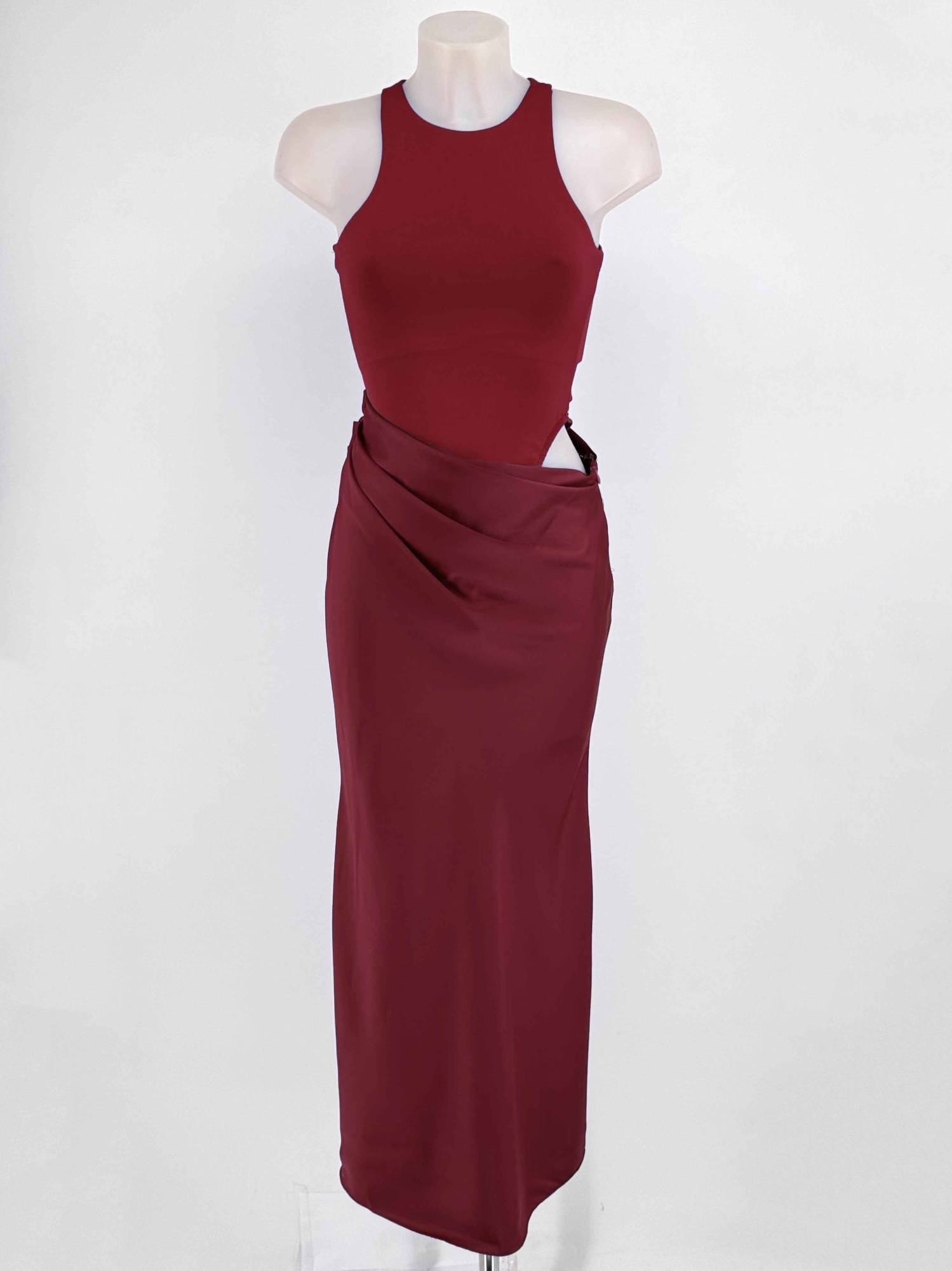 Fitted Dress Satin Skirt - Bordeaux