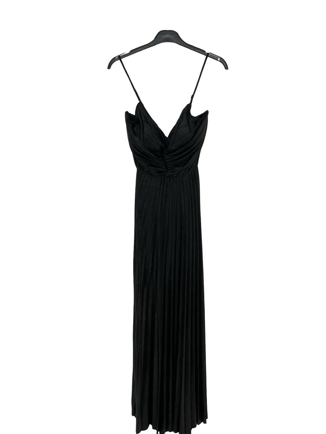 Metallic Maxi Dress with Bow Back Detail - Black