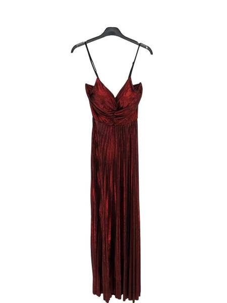 Metallic Maxi Dress with Bow Back Detail - Bordeaux