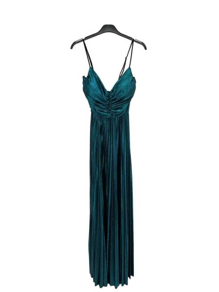 Metallic Maxi Dress with Bow Back Detail - Petrol